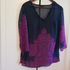 🌞Ann Taylor sheer boho style tunic blouse small